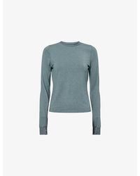 ADANOLA - Contrast-Trims Long-Sleeves Stretch-Woven Top - Lyst