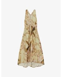 Reiss - Nybg Anna Floral-Print Linen Midi Dress - Lyst