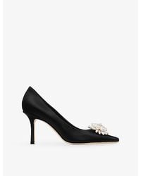 Jimmy Choo - Ines 85 Pearl-Embellished Satin Pumps - Lyst