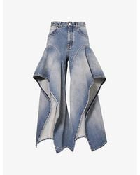 Alaïa - Ruffle-Hem Mid-Rise Denim Jeans - Lyst