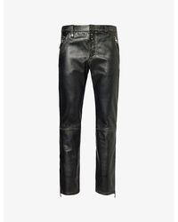 Alexander McQueen - Biker Tapered-leg Mid-rise Leather Trousers - Lyst