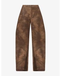 Free People - Spotlight Barrel-Leg Faux-Leather Trousers - Lyst
