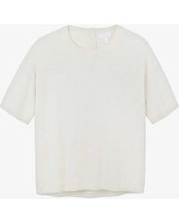 The White Company - Button-back Round-neck Cotton-blend T-shirt - Lyst