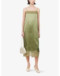 evra lace trim georgette midi dress Reformation Evra Dress