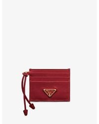 Prada - Triangle-Logo Leather Card Holder - Lyst