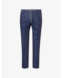 Corneliani - Pleated Drawstring Linen Trousers - Lyst