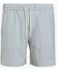 AllSaints - Warden Elasticated-waist Striped Woven Swim Shorts - Lyst