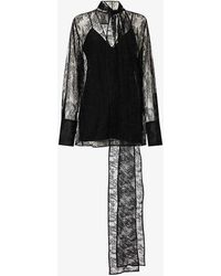 Givenchy - Lavalliere Semi-sheer Lace Blouse - Lyst