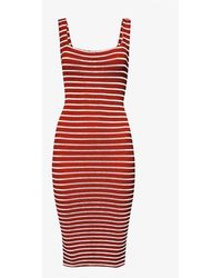 Hunza G - Striped Square-neck Recycled Polyester-blend Mini Dress - Lyst
