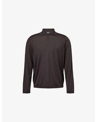 Giorgio Armani - Logo-Embroidered Fine-Knit Wool Polo Shirt - Lyst