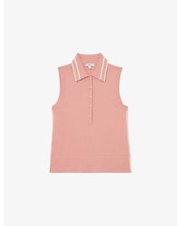 Reiss - Saskia Sleeveless Wool And Cashmere Polo Top - Lyst