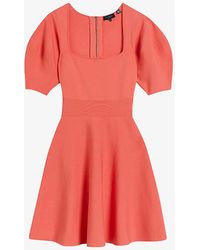 Ted Baker - Hayliy Square-neck Stretch-knitted Mini Dress - Lyst