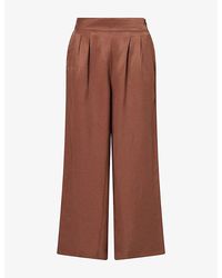 Kayanee - City Wide-Leg Linen-Blend Trousers - Lyst