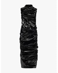 Alexander McQueen - Draped High Neck Sheath Dress - Lyst