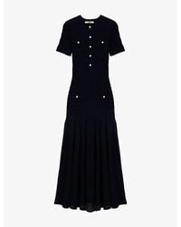 Maje - Pointelle Short-Sleeve Stretch-Knit Maxi Dress - Lyst