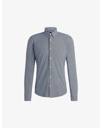 BOSS - Slim-Fit Micro Square-Print Stretch-Woven Shirt - Lyst