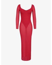 House Of Cb - Everly Mesh Maxi Dress With Bodysuit - Lyst