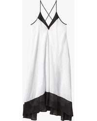 Reiss - Vy/white Stevie Colour-block Cross-back Linen Maxi Dress - Lyst