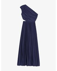 Maje - Pleated One-Shoulder Woven Maxi Dress - Lyst