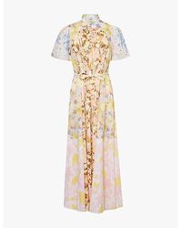 Zimmermann - Floral-print Puff-sleeved Cotton-poplin Maxi Dress - Lyst
