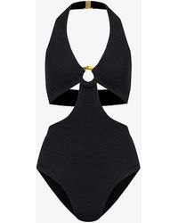 Hunza G - Ursula Plunge-neck Cut-out Swimsuit - Lyst
