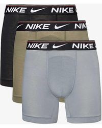 Nike - Grey Olive Black Logo-waistband Pack Of Three Stretch-recycled Polyester Boxer Briefs - Lyst
