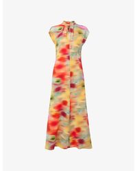Whistles - Photographic Flower-Print Stretch-Woven Midi Dress - Lyst