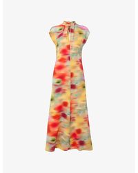 Whistles - Photographic Flower-Print Stretch-Woven Midi Dress - Lyst