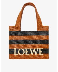 Loewe - X Paula's Ibiza Medium Striped Raffia Logo Tote Bag - Lyst