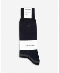 Calvin Klein - Brand-embroidered Pack Of Three Cotton-blend Socks - Lyst