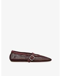 Alaïa - Ballerina Mesh Faux-Leather Ballet Flats - Lyst