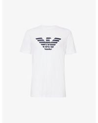Emporio Armani - Brand-print Crewneck Cotton-jersey T-shirt - Lyst