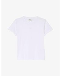 Sandro - Logo-embroidered Relaxed-fit Cotton T-shirt - Lyst