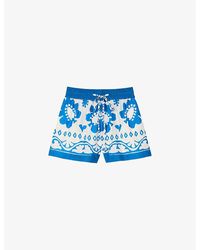 Sandro - Graphic-print Elasticated-waist Cotton Shorts - Lyst