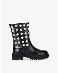Kurt Geiger - Octavia Stud Leather Ankle Boots - Lyst