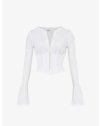 House Of Cb - Anissa Lace-up Stretch-woven Top - Lyst