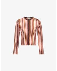 ME+EM - Textured-Stripe Knitted Cardigan - Lyst