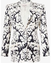 Alexander McQueen - Floral-print Single-breasted Woven Blazer - Lyst