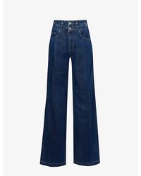 PAIGE - Portia Double-waistband Wide-leg High-rise Jeans - Lyst
