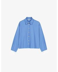 Maje - Pussybow Long-Sleeved Cotton Shirt - Lyst