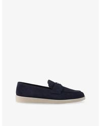 Prada - Triangle-Plaque Suede Loafers - Lyst