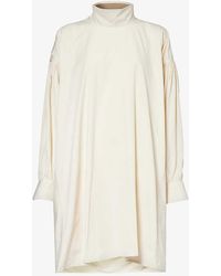 Bottega Veneta - Compact High-neck Cotton-blend Midi Dress - Lyst