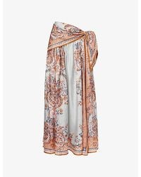 Zimmermann - Aster Scarf-Print Silk Midi Skirt - Lyst
