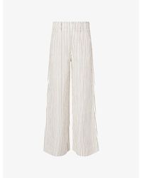 ME+EM - High-Waist Wide-Leg Striped Linen-Blend Trousers - Lyst