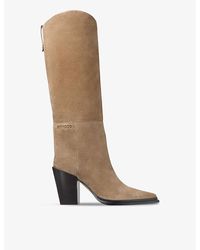 Jimmy Choo - Cece 80 Suede Heeled Knee-High Boots - Lyst