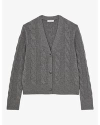 Reiss - Elowen Cashmere And Wool Cable-Knit Cardigan - Lyst