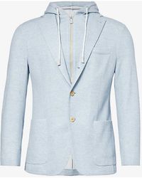 Eleventy - Single-breasted Hooded Cotton And Cashmere-blend Blazer - Lyst
