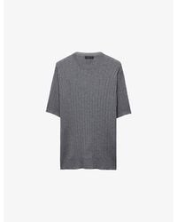 Prada - Crewneck Short-Sleeve Cashmere And Silk-Blend Jumper - Lyst