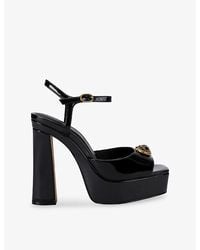 Kurt Geiger - Chelsea Platform Faux-Leather Heeled Sandals - Lyst