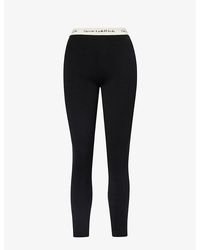 Sporty & Rich - Branded-waistband Ribbed Stretch-woven leggings - Lyst